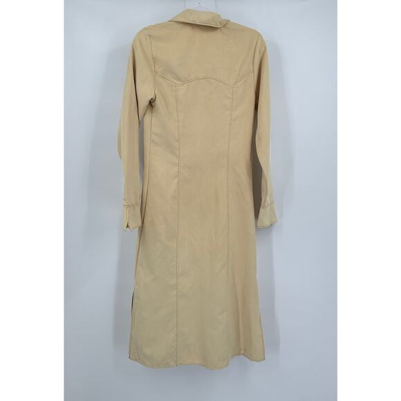 Jute Womens Faux Suede Shirt Dress Size S Western Vintage Earthy Minimalist - Picture 2 of 8